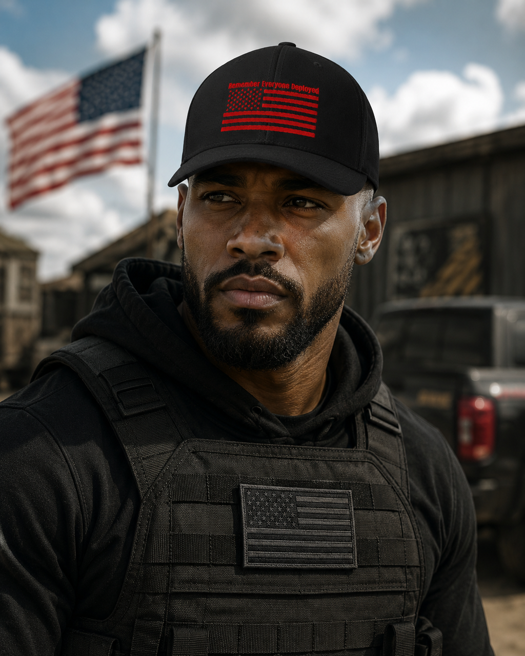 Remember Everyone Deployed (RED) Embroidered Flexfit Cap