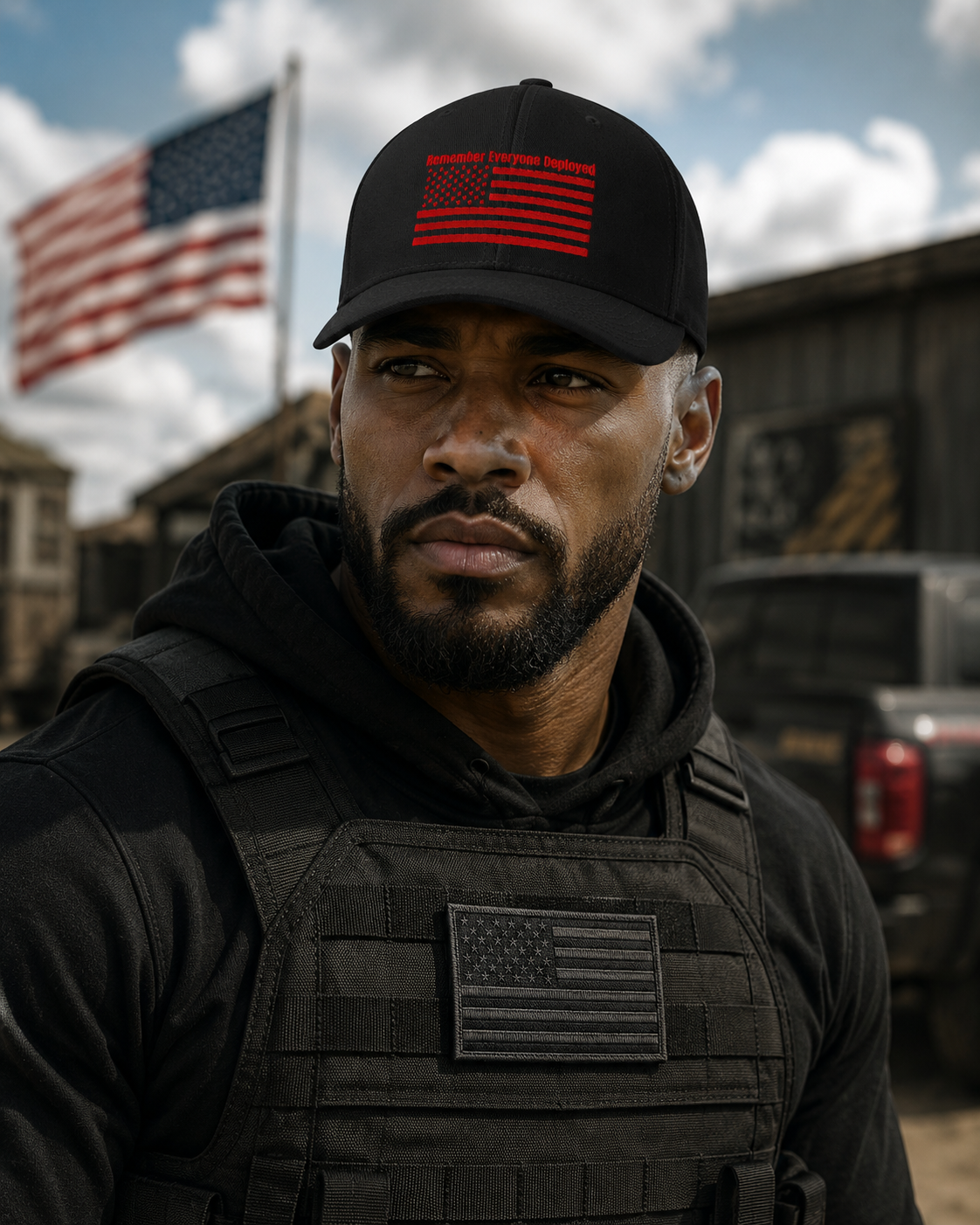 Remember Everyone Deployed (RED) Embroidered Flexfit Cap