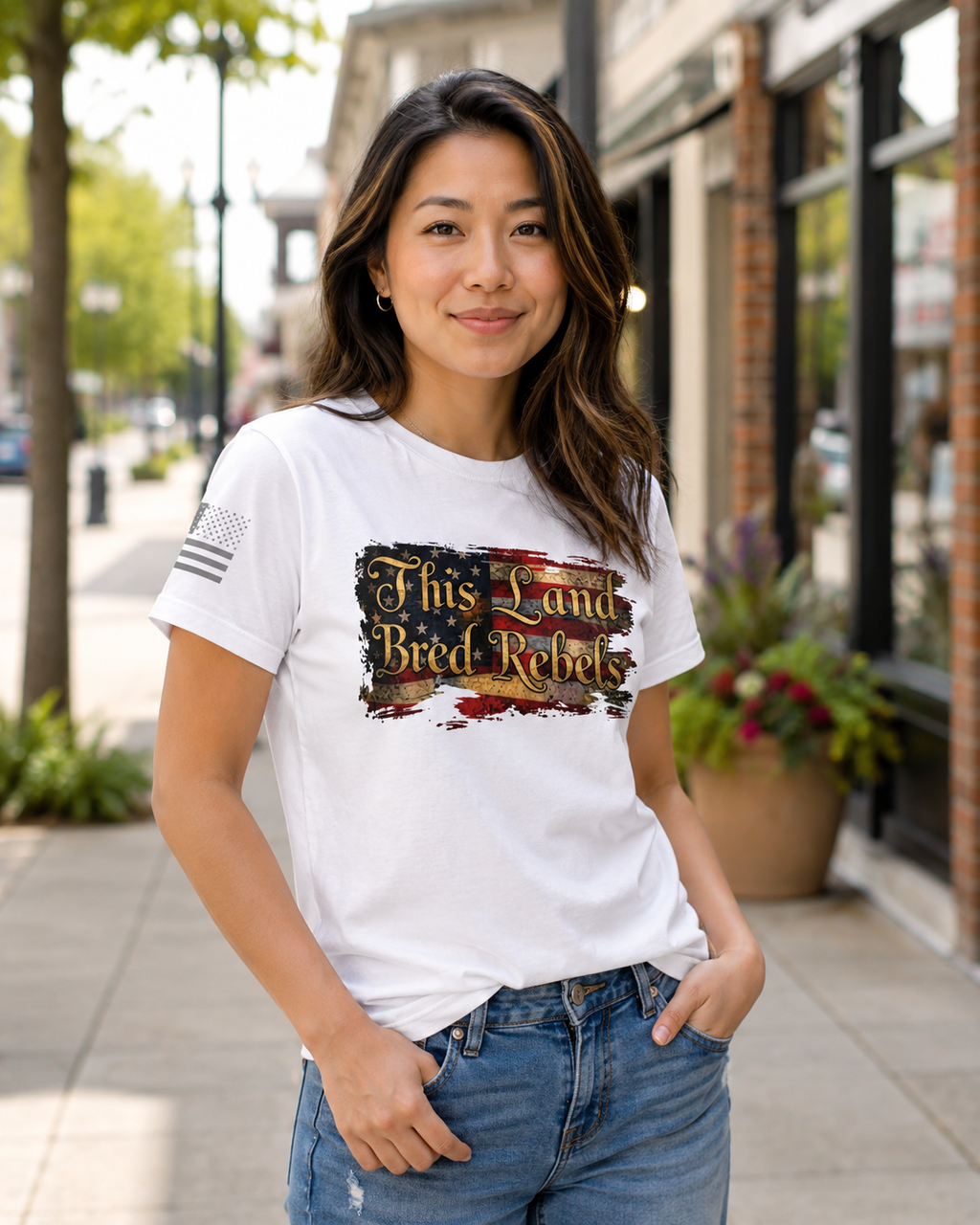 This Land Bred Rebels Women’s Patriotic T-Shirt