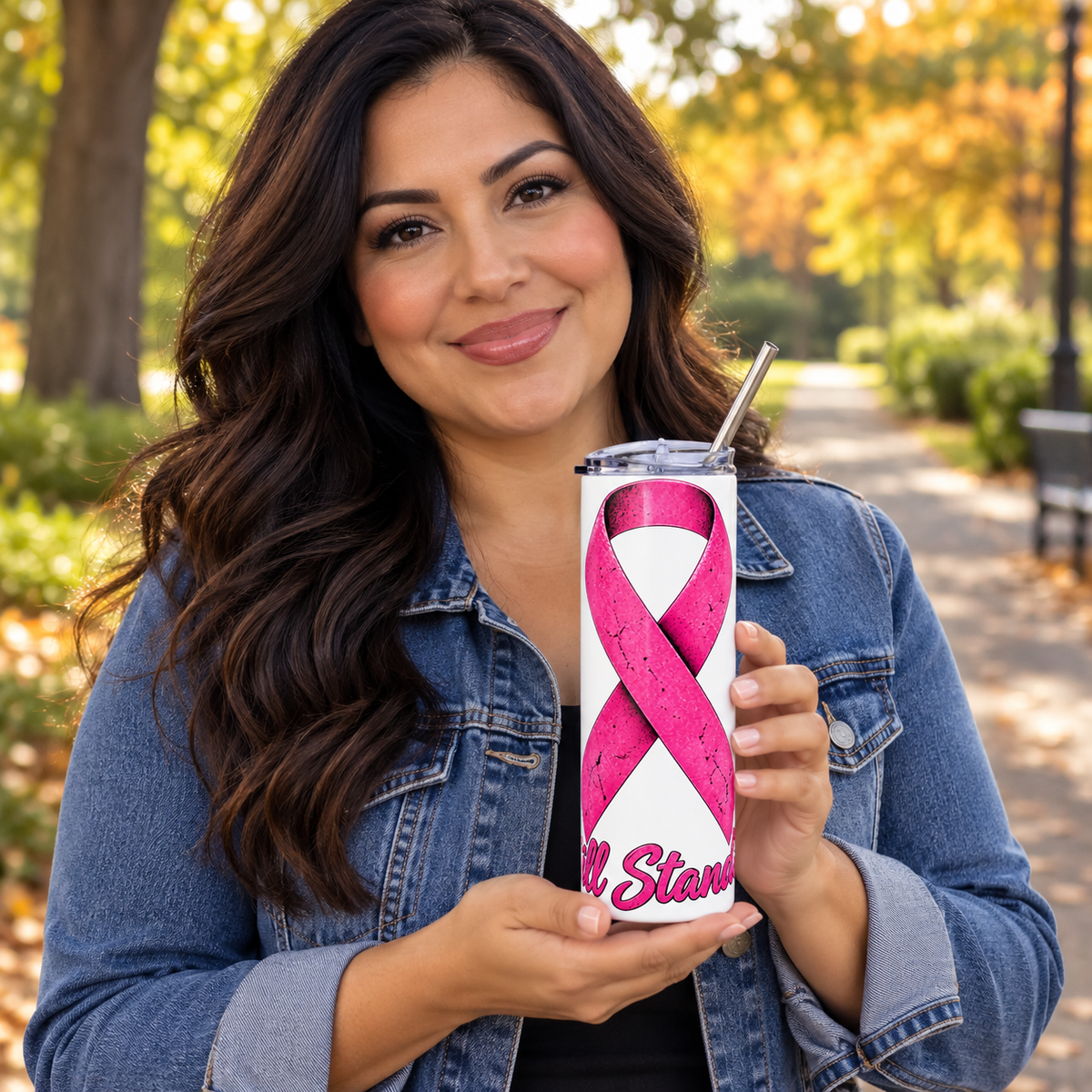 Still Standing Pink Ribbon Breast Cancer Awareness Stainless Steel Tumbler