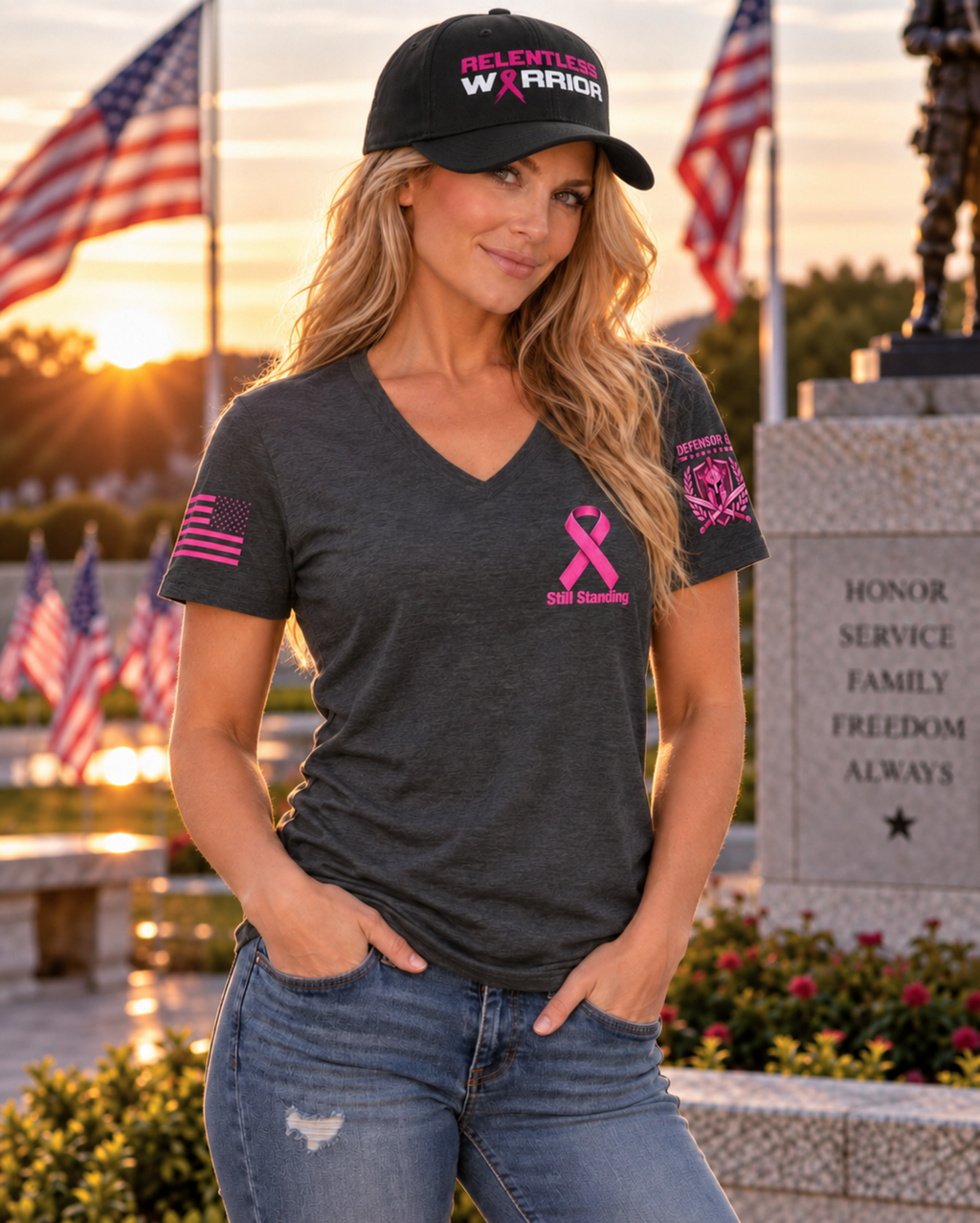 Relentless Warrior Pink Ribbon Cap | Breast Cancer Awareness