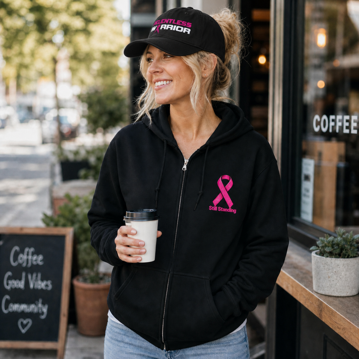 Relentless Warrior Pink Ribbon Cap | Breast Cancer Awareness