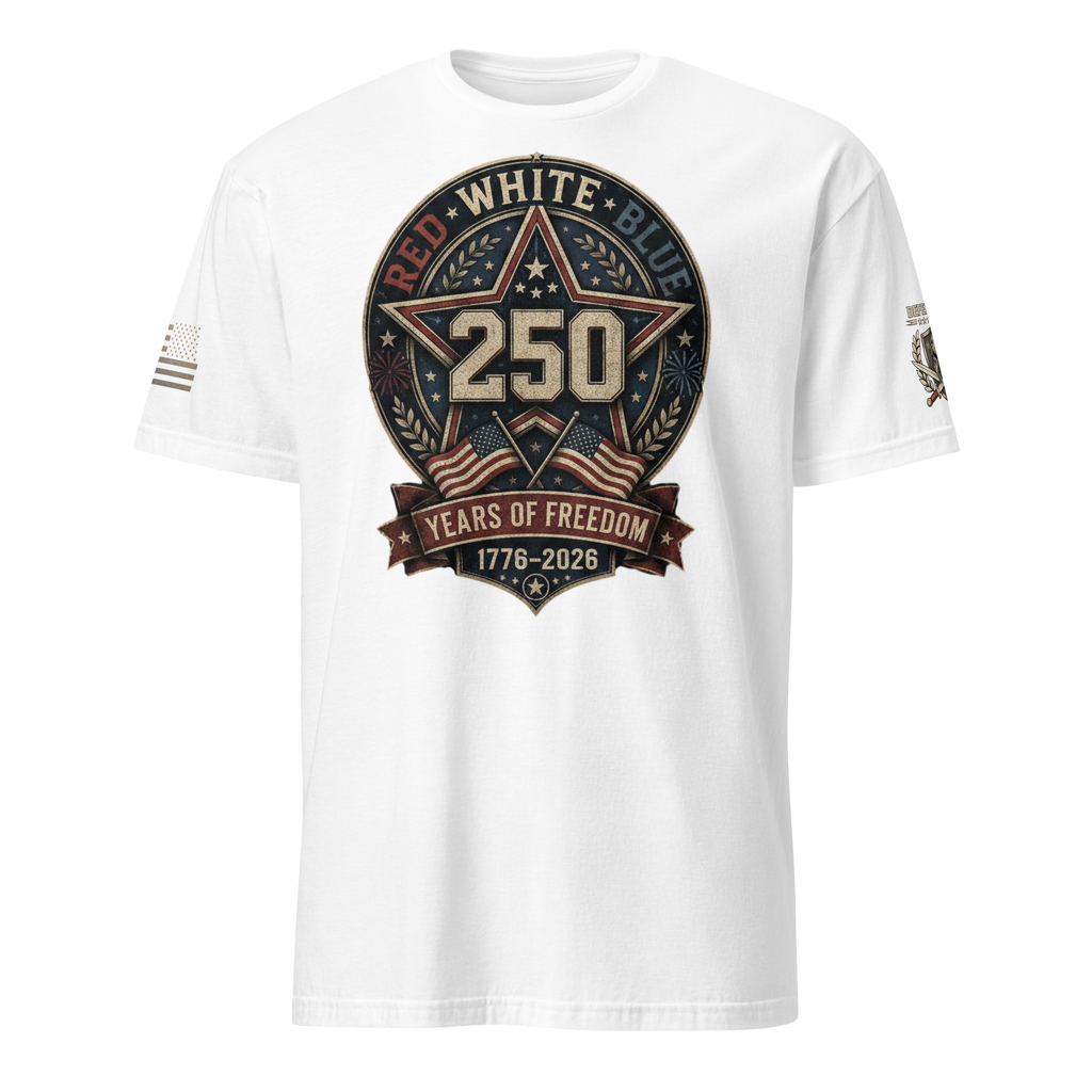 America 250 Red White & Blue Years of Freedom Patriotic T-Shirt